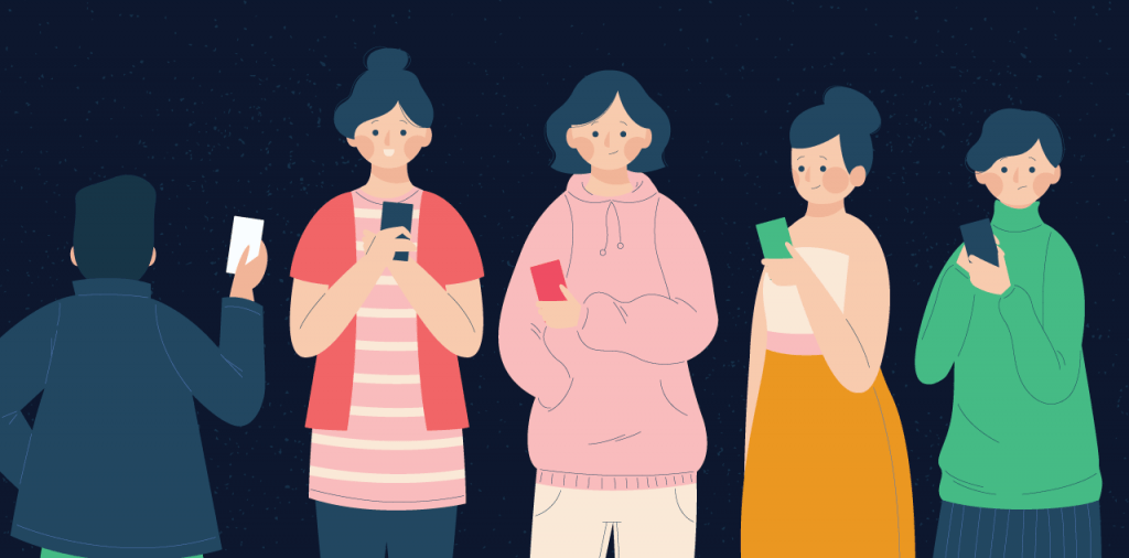 04 ILLUSTRATION-Students-young-people-looking-at-smartphones